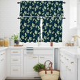 thumbnail image 3 of Green Hummingbird Kitchen Curtains Valances and Tiers Set of 3 Summer Animal Garden Flower Leaf Navy Blue Tier Curtains and Valance with Rod Pocket for Small Windows, 27.5"x36", 3 of 9