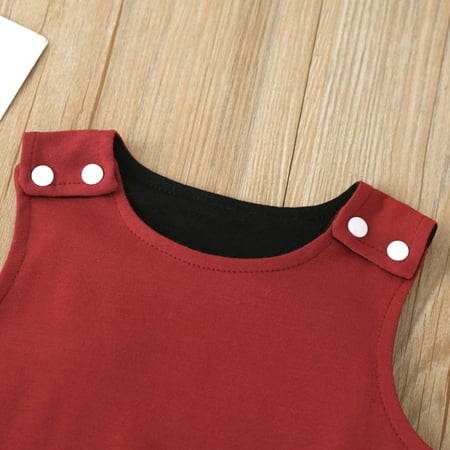 

Aayomet Infant Baby Boys Girls Sleeveless Solid Romper Jumpsuit Clothes Boys Romper Red 9-12 Months