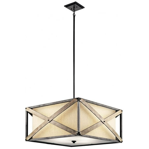 Cahoon 26"W 4-Light Anvil Iron Pendant/Semi-Flush Mount Light by Kichler
