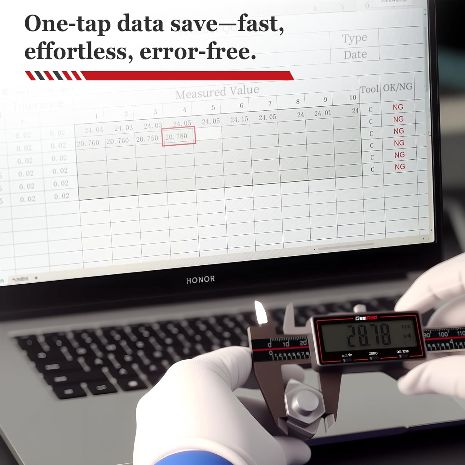 Wireless Digital Caliper 0-6 Inch/150mm with Data Transfer to Excel/Phone/PC, Stainless Steel Caliper Measuring Tool with Auto-Off, Large LCD Inch/MM for DIY/Household/3D-printing