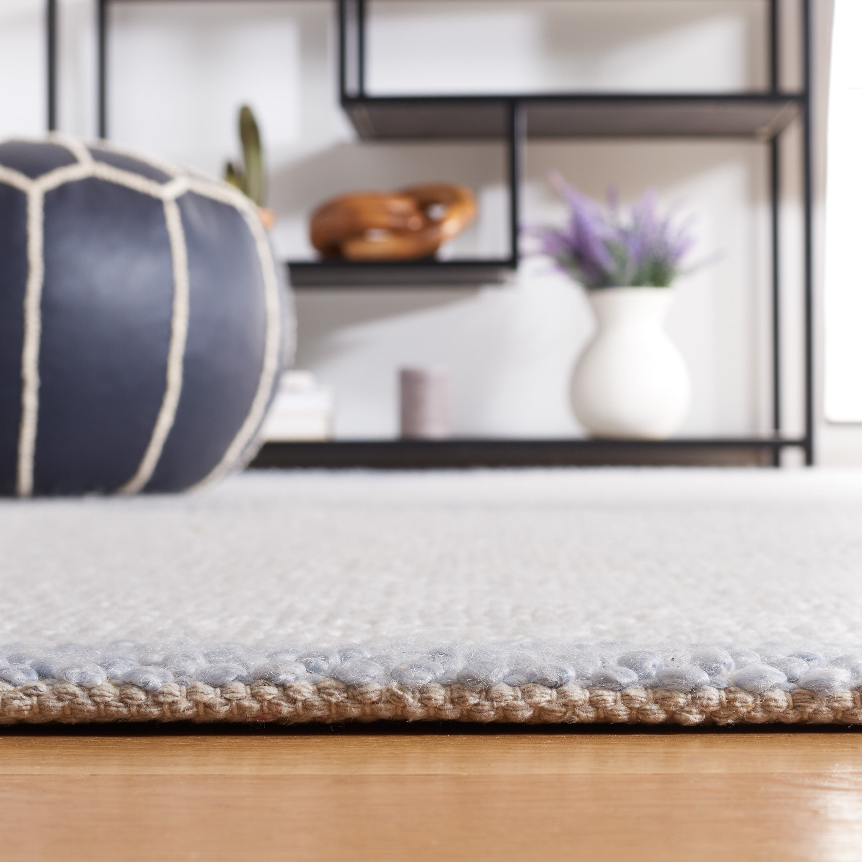 SAFAVIEH Natura Marina Striped Wool Area Rug, Ivory/Light Blue, 4' x 6'