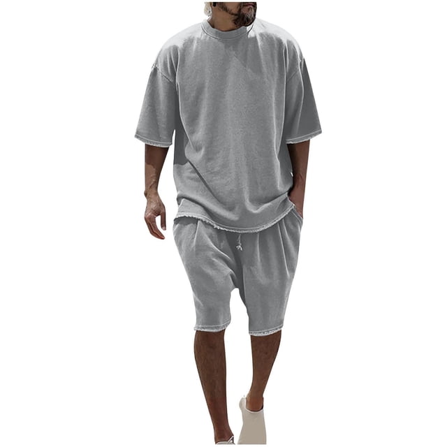 Camisas de Manga Larga para Hombres Casual Color Sólido Cuello Redondo Set de Blusa, Moda de Manga Corta para Invierno Primavera