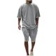 thumbnail image 1 of Camisas de Manga Larga para Hombres Casual Color Sólido Cuello Redondo Set de Blusa, Moda de Manga Corta para Invierno Primavera, 1 of 8