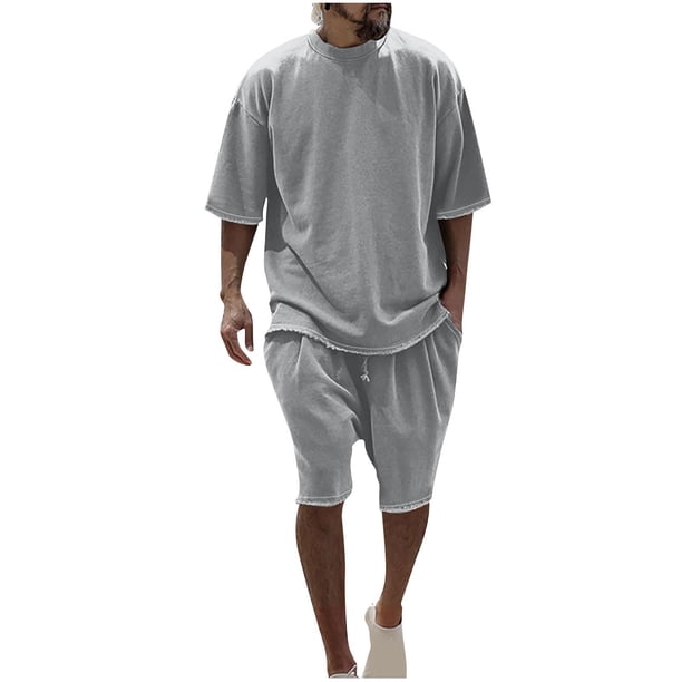 Camisas de Manga Larga para Hombres Casual Color Sólido Cuello Redondo Set de Blusa, Moda de Manga Corta para Invierno Primavera