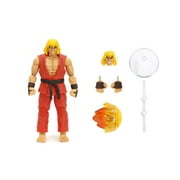 Jada Toys Street Fighter II Ken Action Figure Wave 2 1:12 Scale, 6" Tall, Interchangeable Heads, Hands, Fireball Accessory