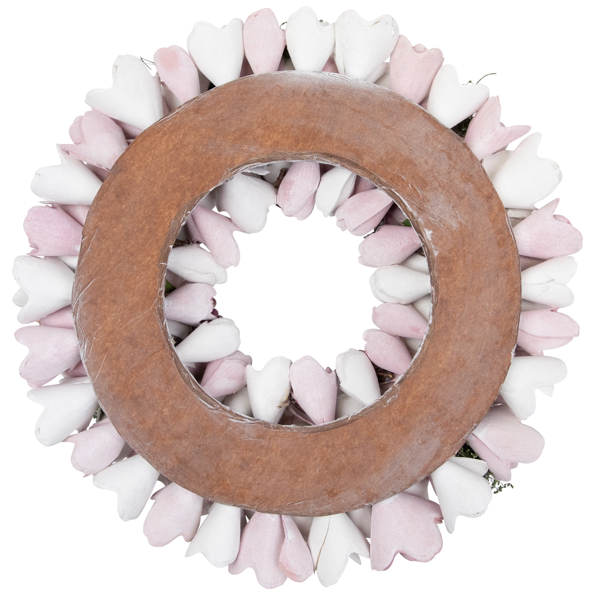 Northlight Wooden Floral Artificial Spring Wreath with Berries - 13.5" - Pink and White