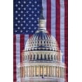 thumbnail image 2 of Flaherty, Dennis 23x32 White Modern Wood Framed Museum Art Print Titled - Washington, DC US flag and US Capitol building, 2 of 4