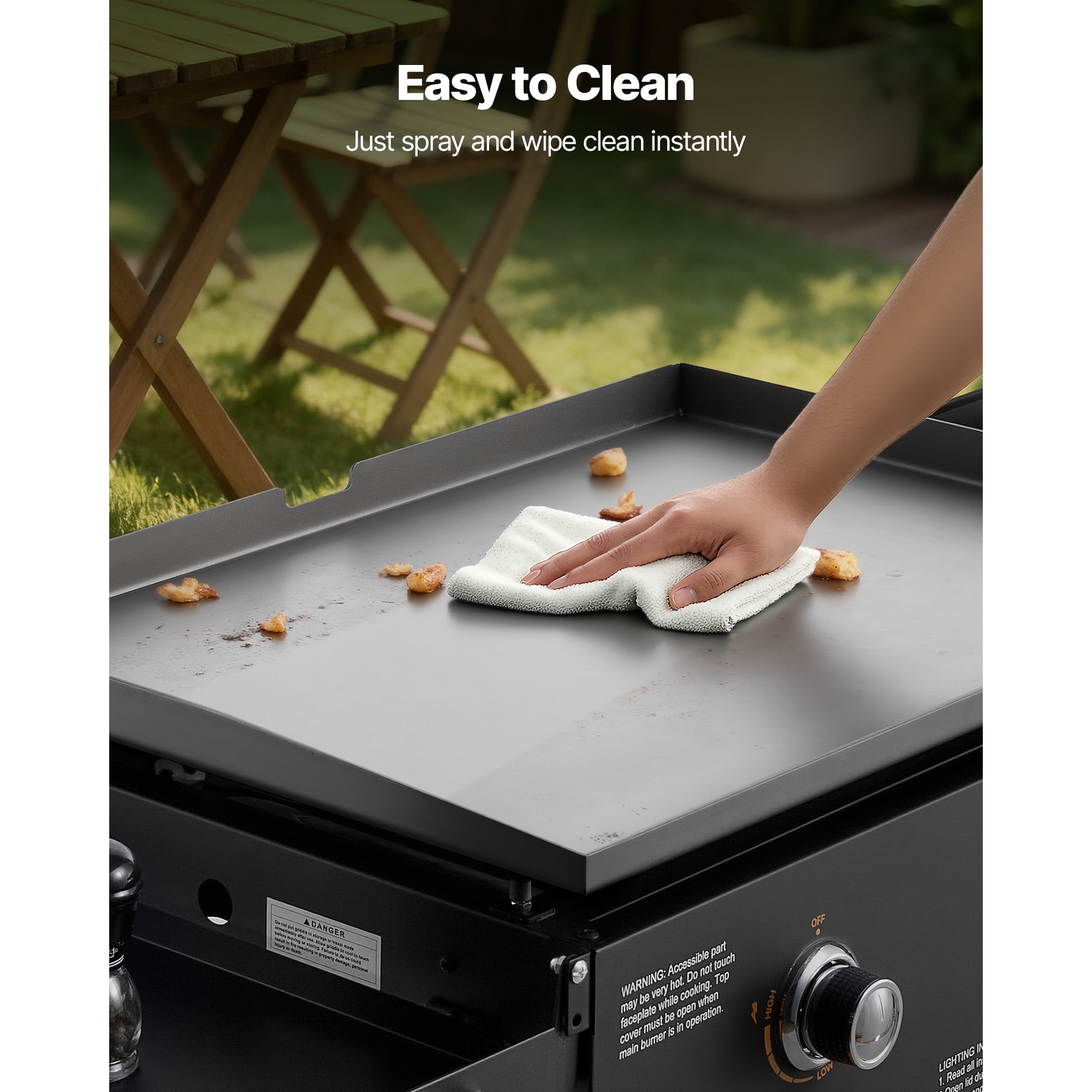 KFFKFF 28-Inch Gas Griddle with Dual Burners, Foldable Flat Top Grill with Wheels, 30000 BTU Propane Griddle for Outdoor Cooking, Ideal for Frying, Grilling, Stir-Frying, and BBQ, Pulse Ignition