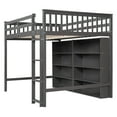 thumbnail image 7 of Kumix Loft Bed Full Size, Wood Loft Bed with 8 Open Storage Shelves and Built-in Ladder, Full Length Guardrail for Teens Adults, Heavy Duty Loft Bed Frame for Bedroom, Space-Saving, Gray, 7 of 7