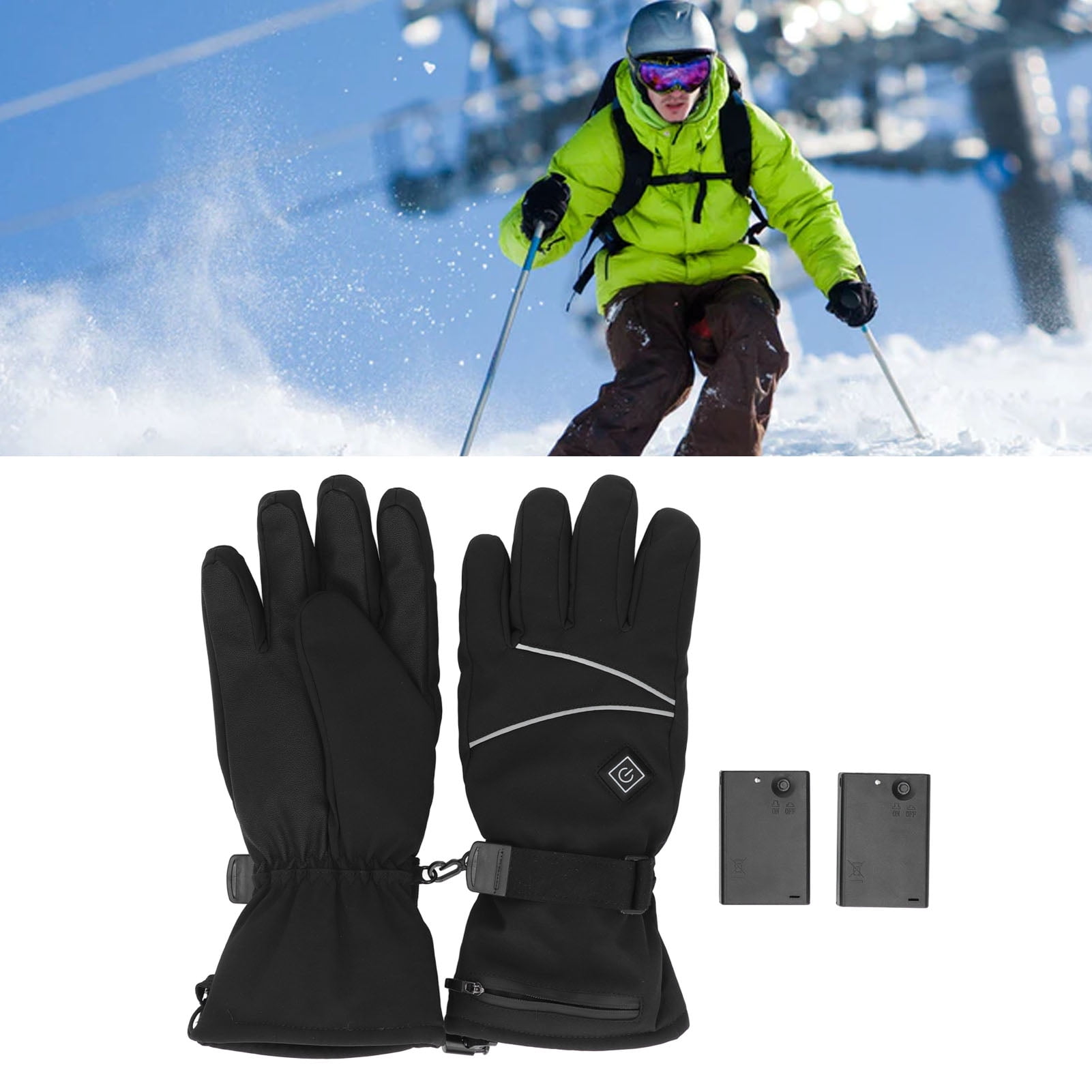 YAHHU Heated Gloves Skiing Snowboarding Electric Battery Heated Gloves with 3 Heating Levels for Men Women, Windproof Thermal Hand Warmer for Winter Outdoor Sports, Size M (13.0 inches / 33 cm)