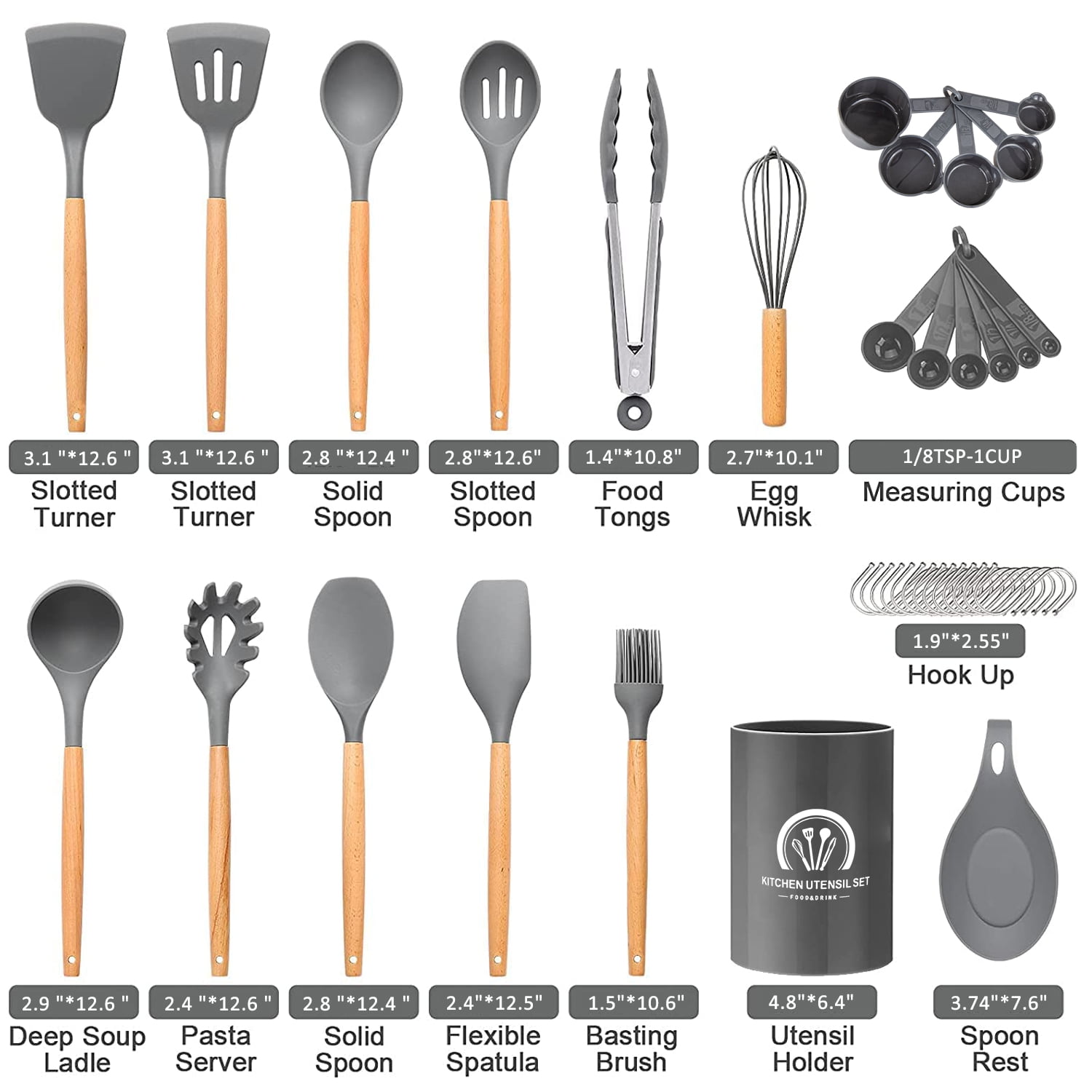 Silicone Cooking Utensils Set Including 446°f Heat Resistant Silicone  Cooking Tools, Kitchen Utensil Spatula Set With Wooden Handle And Holder,  Small Tools That Are Suitable For Non-stick Cookware
