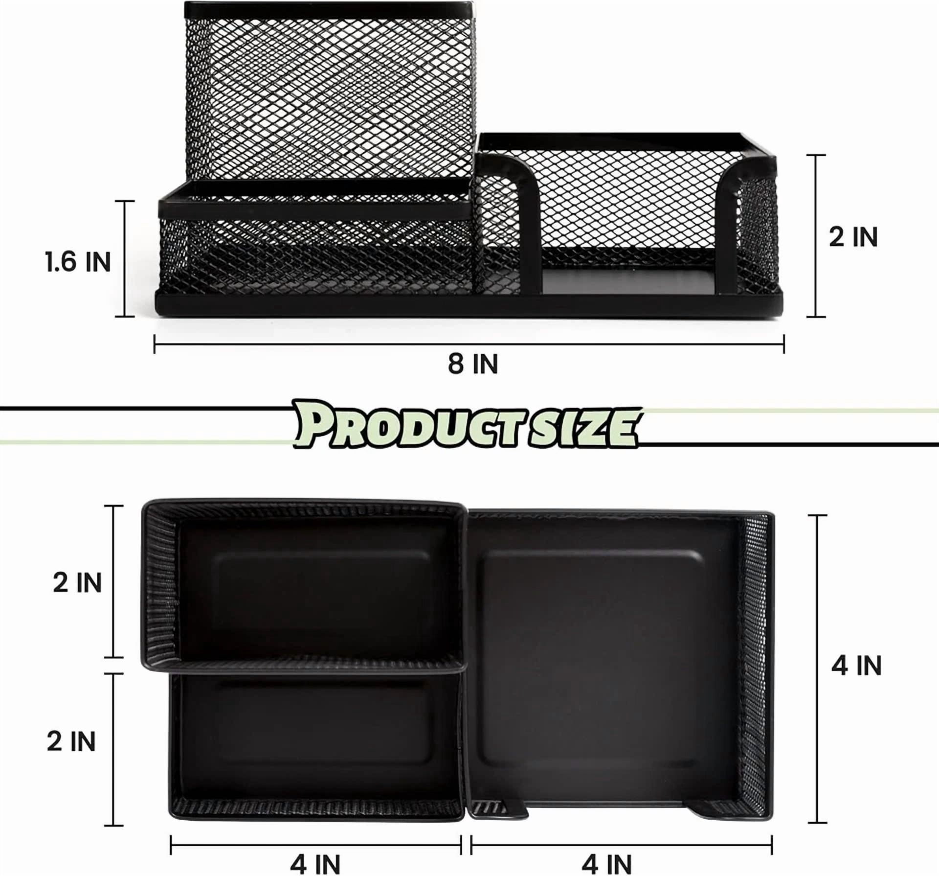 2 Pieces 3 Compartments Mesh Pen Holder Desk Organizers Caddy And Accessories