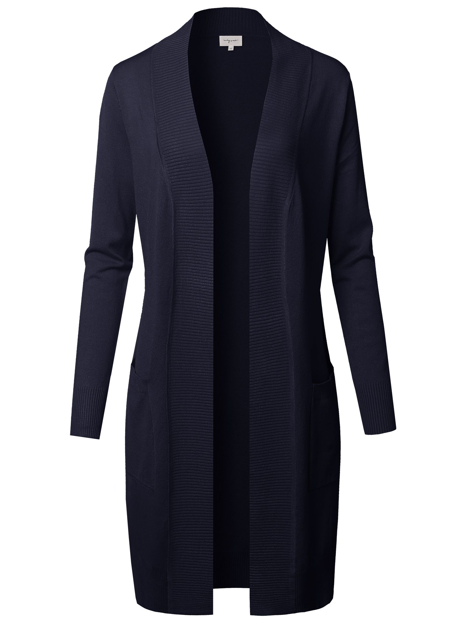 May Vue Women's Open Front Longline Sweater Knit Cardigan Navy X-Large, Size: XL, Blue