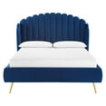 thumbnail image 4 of Modway Lana Queen Performance Velvet Wingback Platform Bed, Navy, 4 of 9