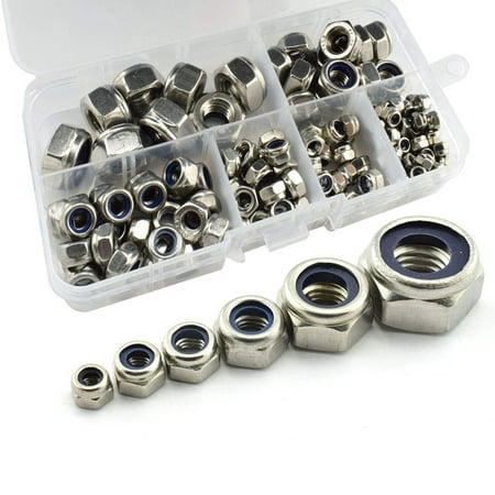 

150Pcs 304 Stainless Steel Lock Nut Assortment Kit For Hardware Accessories Nylon Insert Hex Lock Nuts Self Locking Nut M6 M8 M10