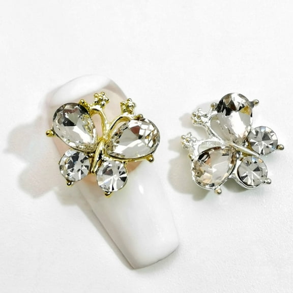 dianhelloya Nail Art Supplies 10Pcs Nail Art Decors Shining Butterfly Shape Exquisite DIY Nail Art Alloy 3D Butterfly Nail Art Decorations Manicure for Nail Salon (K)