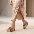 thumbnail image 4 of BLISSFUL STEP Women's Embroidered Wedge Platform Peep-toe Slip Sandals Red 6.5, 4 of 5