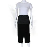 Angle View: Pre-owned|Christian Dior Boutique Womens Zipper Fly Denim Silk Pencil Skirt Black Gray 6
