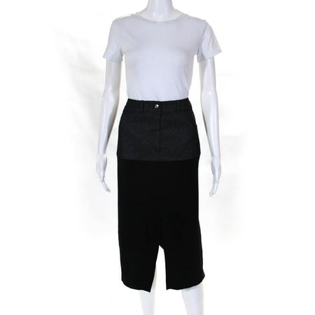 Pre-owned|Christian Dior Boutique Womens Zipper Fly Denim Silk Pencil Skirt Black Gray 6