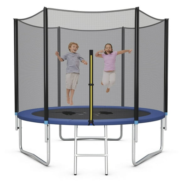 Gymax 10 FT Outdoor Trampoline Bounce Combo W/Safety Closure Net Ladder
