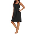 thumbnail image 4 of INSPIRE CHIC Womens Nightgown Sleeveless Sleepwear Printed Scoopneck Nightshirts Tank Wide Strap Sleep Dress with Pockets S Black, 4 of 6