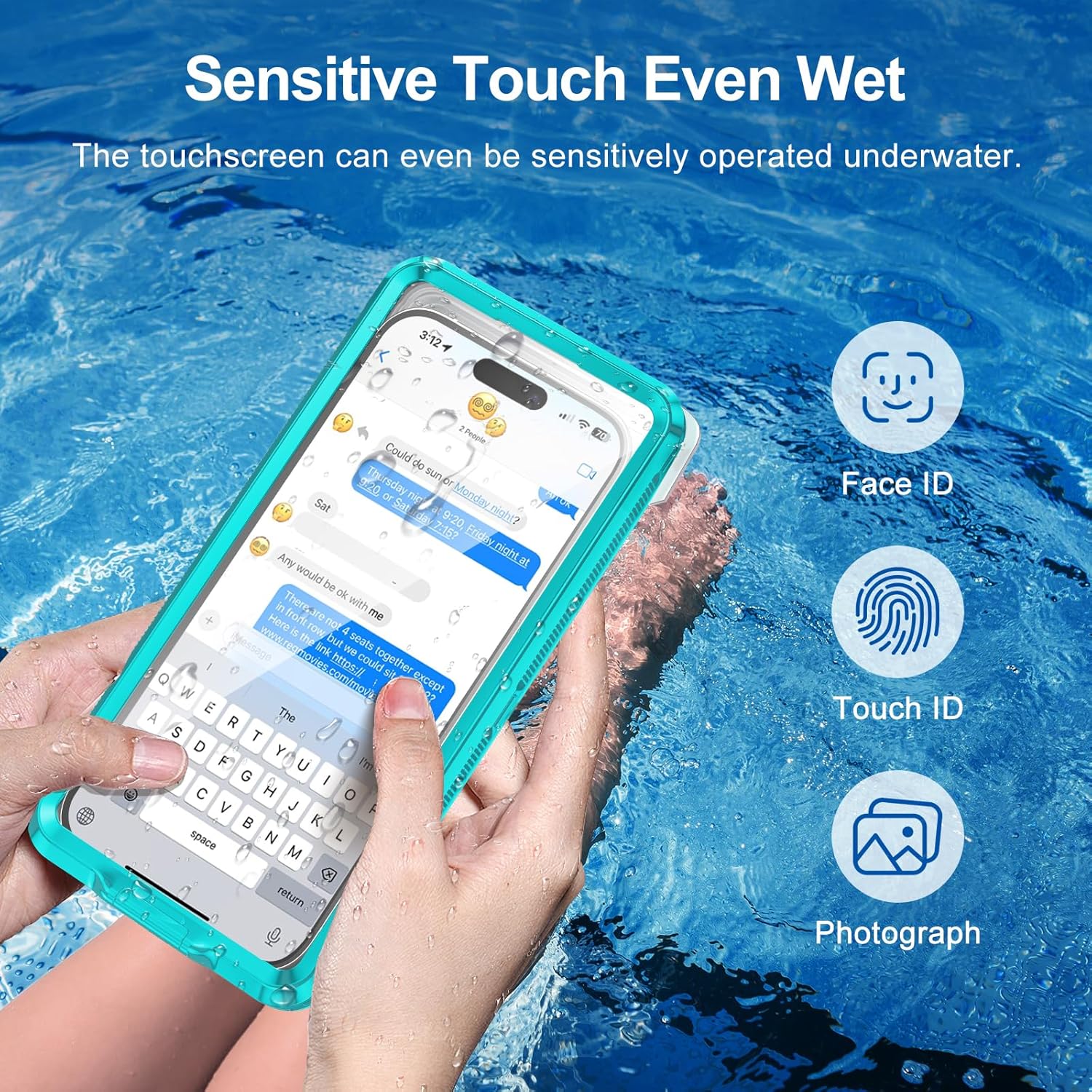 KOMI Waterproof Phone Case, Underwater Snorkeling Diving Phone Case, Universal Self-Check Water Proof Pouch Dry Bag Up to 6.9 Inch for iPhone 15/14/13/12/11/Samsung S24/S23/Google Series - Blue