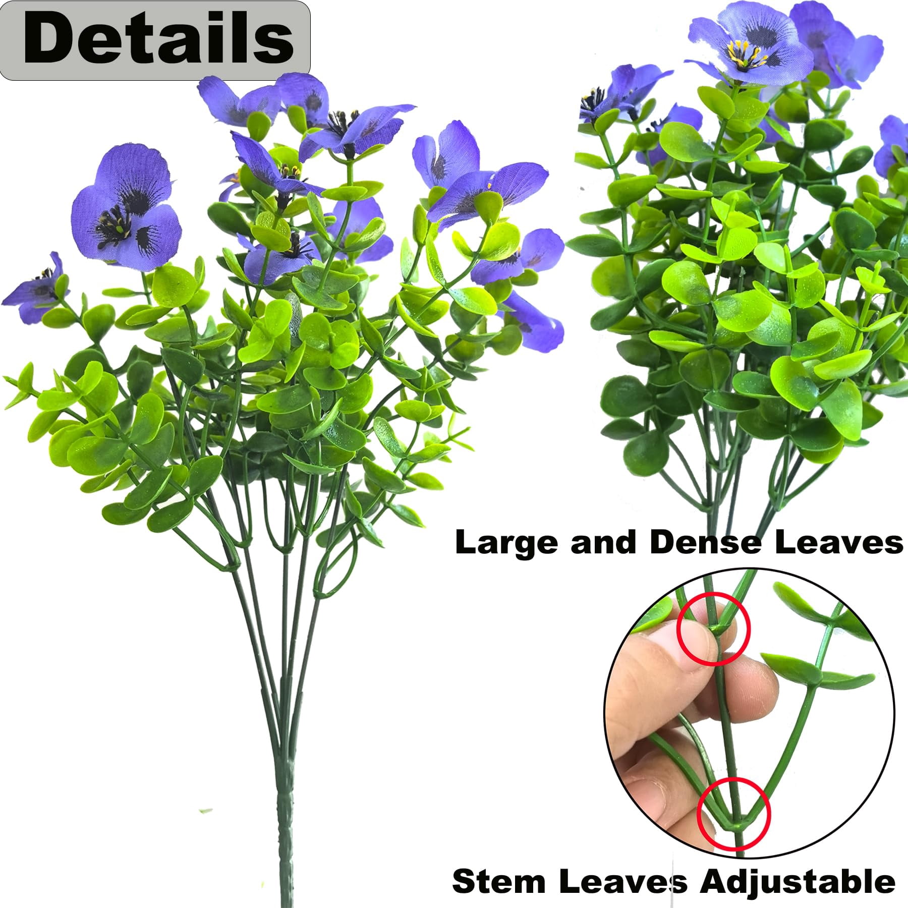 Artificial Flowers for Outdoors Fake Plants, 12pcs Fake Flowers Artificial Plants Outdoor UV Resistant