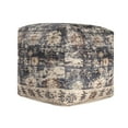 thumbnail image 3 of LR Home Charleston Navy Blue/Beige Floral Medium Square Indoor Pouf, 18"H x 18"W, 3 of 7