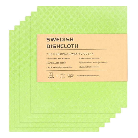Uxcell 6-Pack Swedish Dishcloths for Kitchen, 7"x8" Wood Pulp Cellulose Reusable Paper Towels Washable Non-Scratch Rags [Cyan]