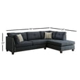 thumbnail image 3 of Acme Laurissa Sectional Sofa & Ottoman (2 Pillows), Dark Blue Linen (1Set/2Ctn), 3 of 10