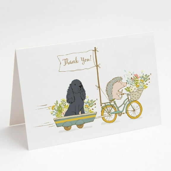 Cocker Spaniel Black Greeting Cards and Envelopes Pack of 8