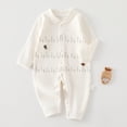 thumbnail image 2 of Linfrsh Infant Baby Girl Plaid Jumpsuit Long Sleeve Ruffle Peter Pan Collar Gingham Romper Fall One Piece Outfit (White,0-3 Months), 2 of 7