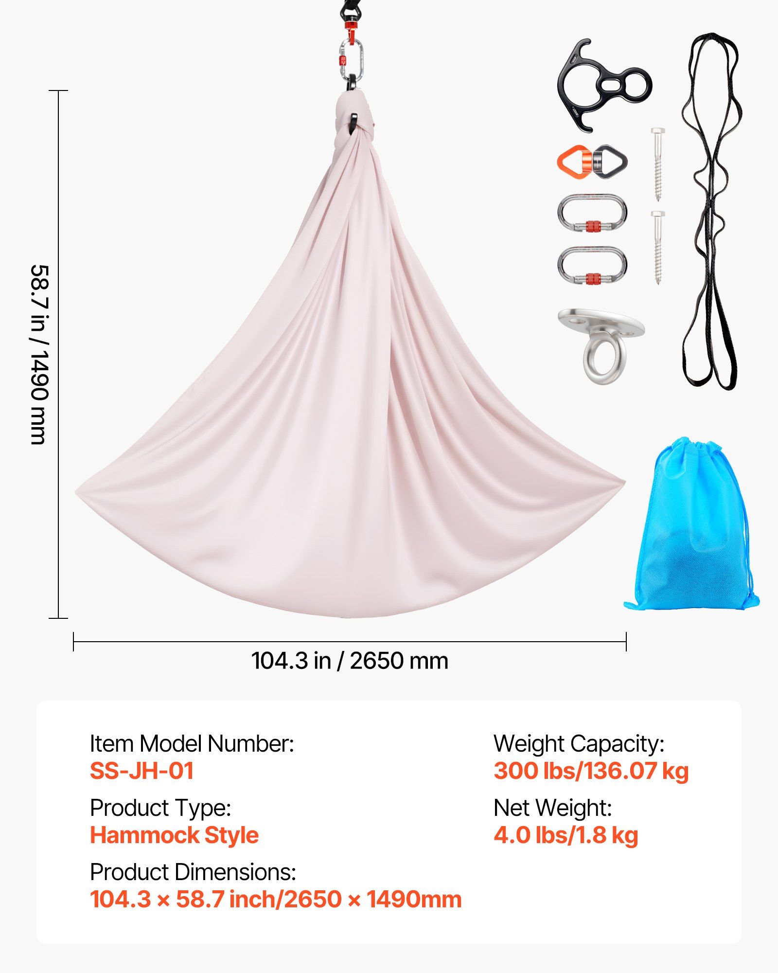 CAFORKP Aerial Yoga Hammock with 300 lbs Capacity - Double-Layer Nylon Silk & Portable Zipper Bag for Family Fun, Muscle Toning and Flexibility Training (Yoga Swing/Indoor Hammock Combo)
