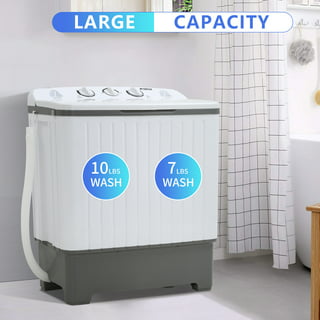 Pyle Compact Home Washer & Dryer, 2 in 1 Portable Mini Washing Machine, Twin Tubs, 11lbs. Capacity, 110V, Spin Cycle w/Hose, Translucent Tub