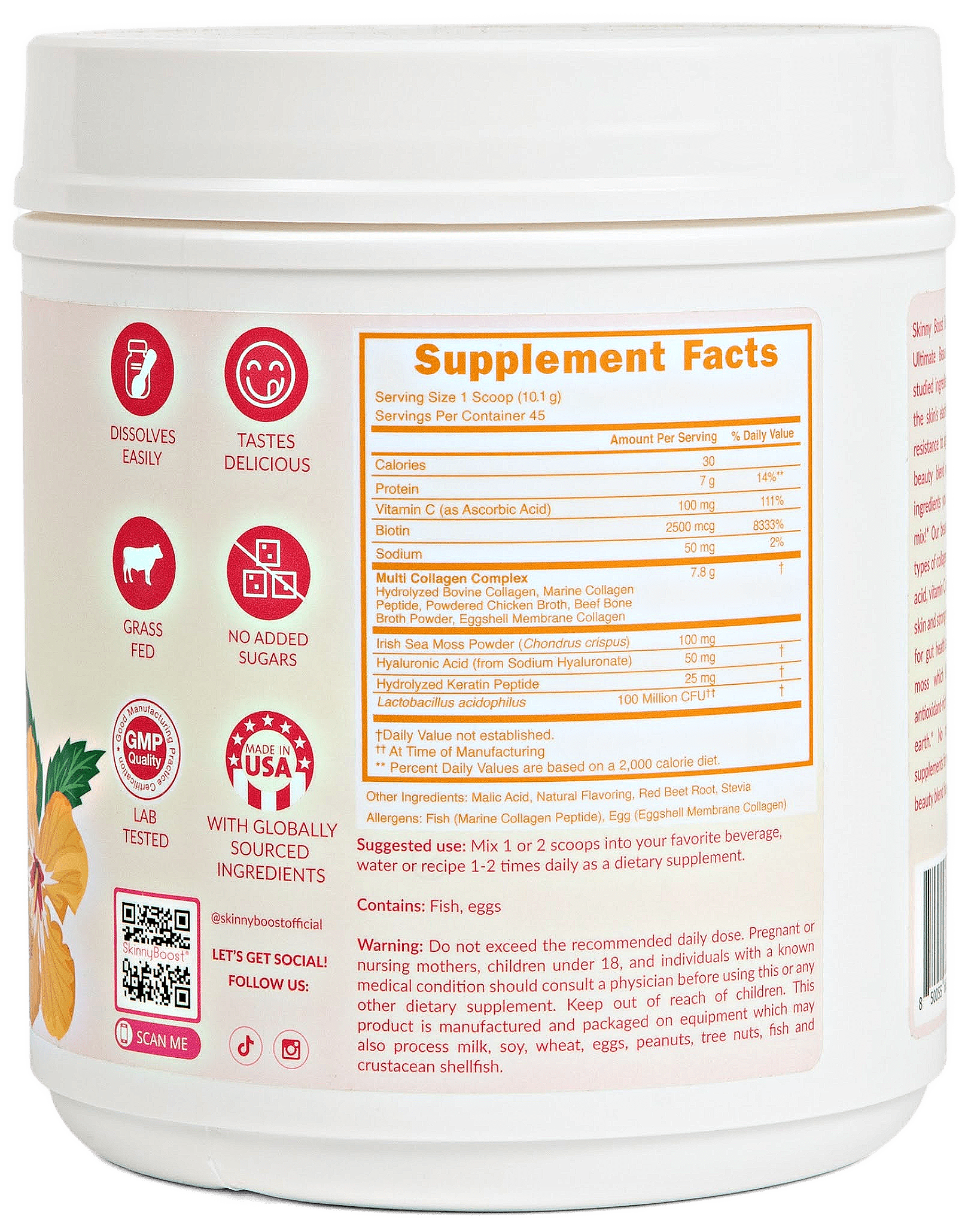 Beauty Collagen-Berry Mix Flavored-Ultimate Beauty Blend with 5 Types of Collagen, Sea Moss, Biotin, Keratin, Hyaluronic Acid, Vitamin C and Probiotics-All Natural, Made in USA -45 Servings