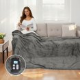 thumbnail image 1 of SUNNY HEAT Heated Electric Blanket Full Size 72"x84"Soft Flannel & Cotton, 10 Heating Levels & 1-12 Hours Auto Off, Light Grey, 1 of 6