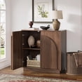 thumbnail image 5 of win2win Fluted Sideboard Buffet Cabinet with Storage, 31.5" Mid Century Modern Accent Cabinet with Double-Layered Arch Door, Small Wood Console Credenza for Living Room Entryway Hallway, Walnut, 5 of 10