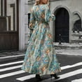 thumbnail image 3 of ZOELNIC Women's Fall Long Sleeve Maxi Dress Boho Floral Print V Neck Empire Waist A Line Flowy Dresses, L, 3 of 14