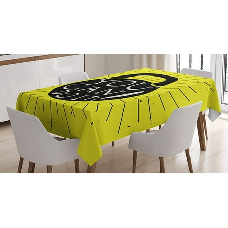 

Fitness Tablecloth Weight Kettlebell Figure Hand Drawn with You Can Do It Motivational Message Dining Room Kitchen Rectangular Table Cover 60 X 84 Yellow Black