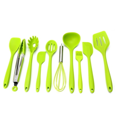 

HESITONE 10Pcs Heat Resitant Non-stick Silicone Kitchen Utensils Set Cooking Bake Tool
