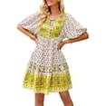 thumbnail image 1 of Txlixc, vestido de media manga para mujer, estampado Floral Vintage, botón, vendaje, verano, bohemio, vacaciones, vestido de fiesta, ropa de calle Txlixc Casual, 1 of 6