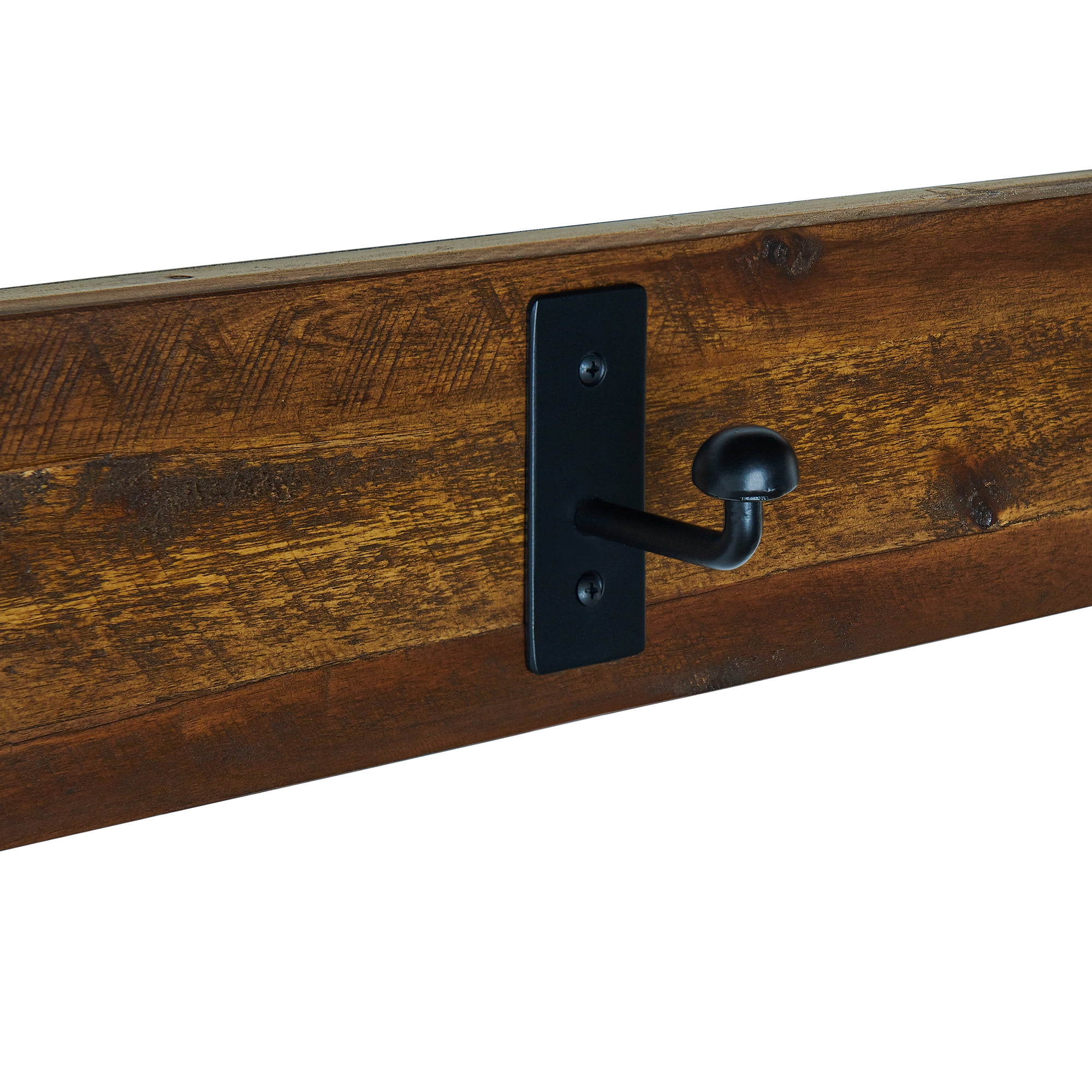 Alaterre Furniture Durango 60" Industrial Acacia Wood Coat Hook Shelf and Bench Set