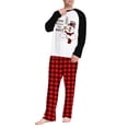 thumbnail image 3 of Family Matching Christmas Pajamas, Cartoon Snowman Letter Print Long-Sleeved Tops + Plaid Pattern Trousers Sleepwear, 3 of 6