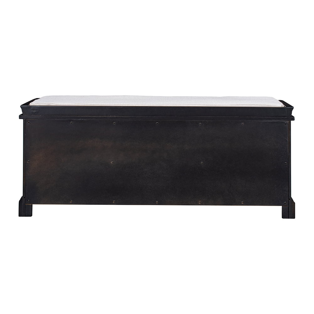 Lowestbest Storage Bench with 2 Drawers and 2 cabinets, Shoe Bench with Removable Cushion for Living Room, Entryway (Black) Lowestbest Storage Bench with 2 Drawers and 2 cabinets, Shoe Bench with Removable Cushion for Living Room, Entryway (Black)