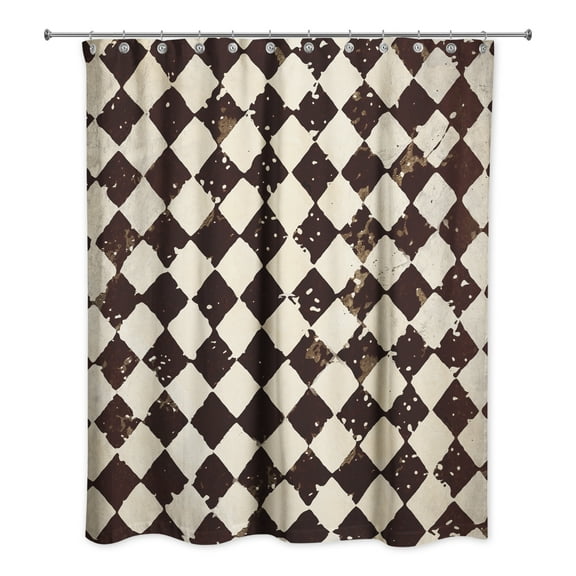 Creative Products Distressed Black White Tile 71x74 Shower Curtain