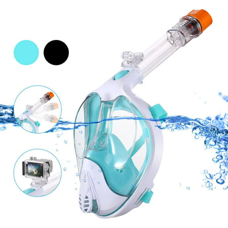 Diving Mask, 180° Full Face Snorkel Diving Mask Easy Breath Snorkeling Mask with Camera Mount , Anti-Fog, Hypoallergenic for Adult