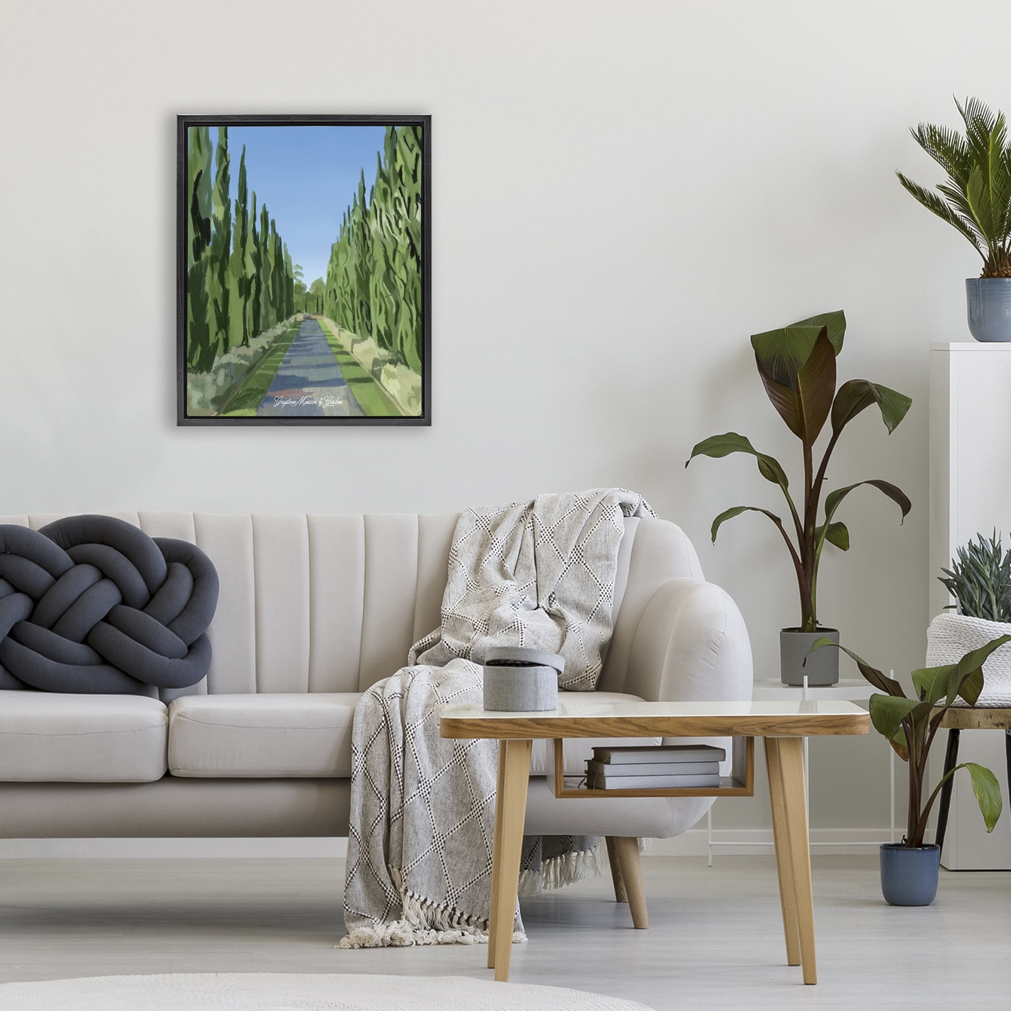 Stupell Industries Greystone Gardens Path Black Framed Floater Canvas Wall Art, design by Amelia Noyes