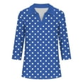 thumbnail image 5 of Besolor Women's 3/4 Sleeve Tunic Tops Lapel V Neck Polka Dots Shirts Casual Going out Work Dressy Blouses, 5 of 7