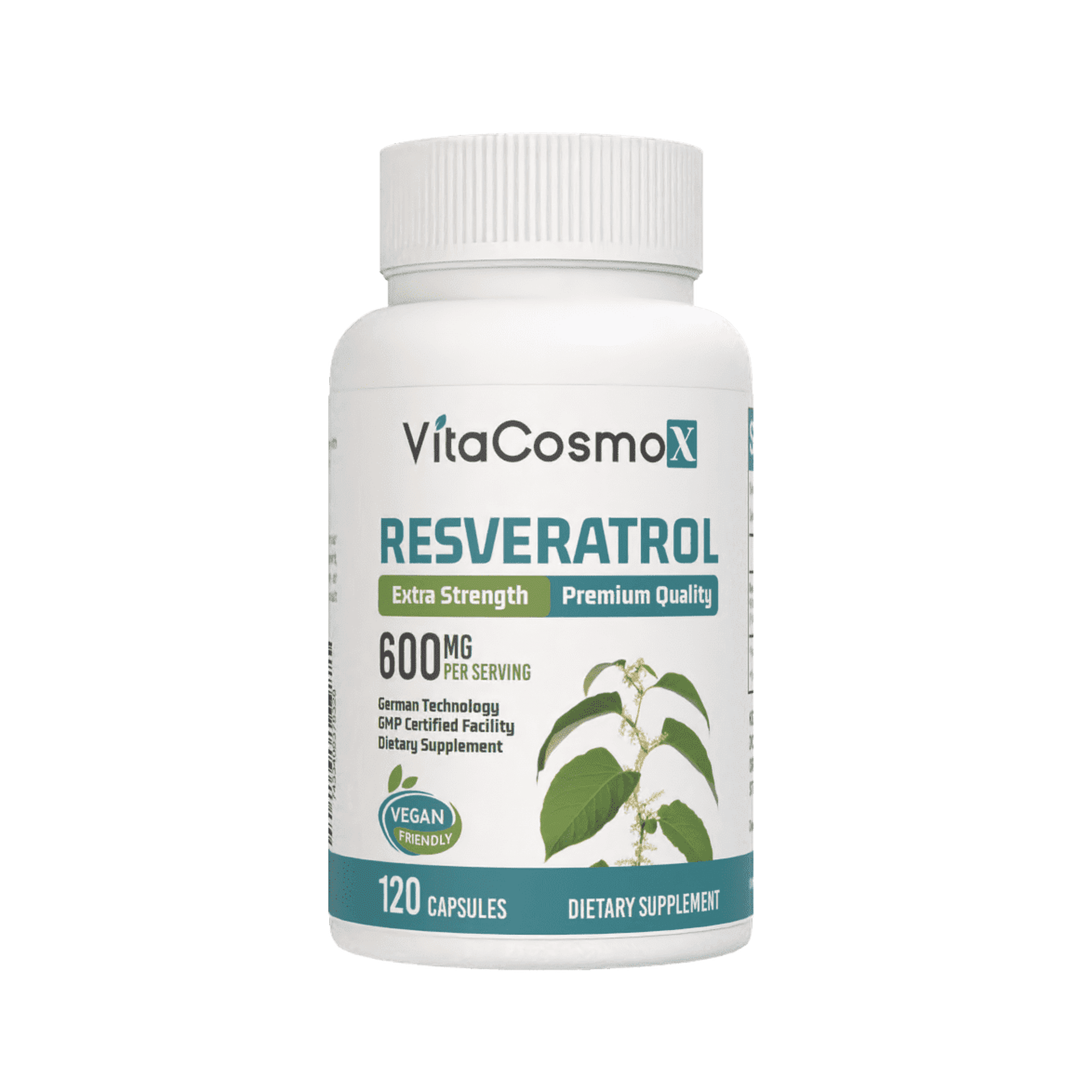 VitaCosmoX Resveratrol 600mg, Anti Aging Antioxidant Supplement 120 Capsules
