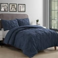 thumbnail image 1 of Swift Home Bedding Comforter Sets, Ultra Soft Cozy 3-Piece Pinch Pleat Decorative Pintuck Comforter Sets - Indigo, Full/Queen, 1 of 10